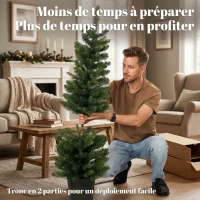 HOMCOM Lot de 2 Sapins de Noël Artificiels 120 cm, Base en Pot de Culture, Pointes de Branches Ignifuges, Vert(m-6)