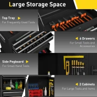 HOMCOM Three-Part Steel Locking Tool Chest - Black(m-4)