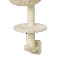 PawHut Four-Piece Cat Wall Furniture, with Hammock, Ladder, Platforms, Steps, for Indoor Use - Beige(m-10)