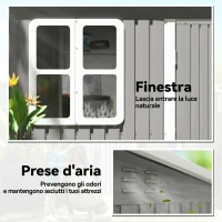 Outsunny Casetta da Giardino 4.13m² in Acciaio Zincato Kit di Fondazione, Tetto Inclinato, Doppia Porta Bloccabile, Prese d'Aria, Finestra, Grigio(m-5)