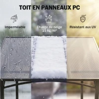 Outsunny Tonnelle de Barbecue Extérieur Abri, 2 Étagères Latérales, Toit en Polycarbonate, 246 x 149 x 230 cm, Aluminium, Noir(m-4)