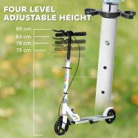 AIYAPLAY Scooter for Kids Aged 3-8 Years, with Adjustable Handle, Two Light Up Wheels, Handbrake, Rear Brake, White(m-4)