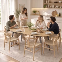 HOMCOM Mesa de Jantar Extensível Oval para 4-6 Pessoas com Pés de Ferro e Bordos Arredondados Carvalho(m-9)