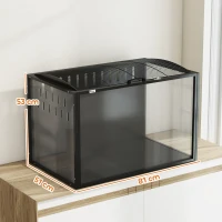 PawHut Riesiger Hamsterkäfig – Nager-Habitat aus Stahl und transparentem Acryl mit Panoramasicht 81 x 51 x 53 cm Schwarz(m-3)