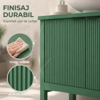 HOMCOM Dulap Sub Lavoar cu 2 Uși, Raft Deschis și Design Modern, 65x32x62 cm, Verde(m-6)