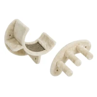 PawHut Four-Piece Cat Wall Furniture, with Hammock, Ladder, Platforms, Steps, for Indoor Use - Beige(m-13)