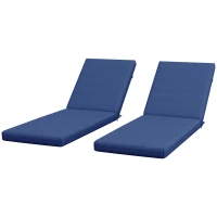 Outsunny Lot de 2 Matelas pour Chaise Longue transat Bain de Soleil avec Sangles d'attache pour Jardin Bleu(m-12)