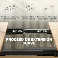 HOMCOM Mesa de Comedor Extensible Ovalada para 4-6 Personas con Patas de Hierro y Bordes Redondeados Estilo Rústico Roble(m-5)