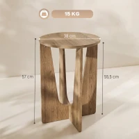 HOMCOM Mesa Auxiliar Redonda, Mesa de Salón con Patas Curvadas, Estilo Rústico, para Salón, Dormitorio, Efecto Madera Café(m-3)