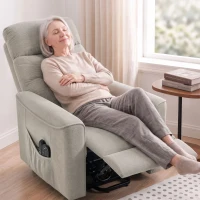 HOMCOM Fotoliu Ridicător Electric cu Masaj prin Vibrații și Încălzire, Fotoliu Relax Electric, Spătar Reclinabil, Chenille, Gri(m-5)