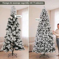 HOMCOM Árbol de Navidad Artificial 270 cm con 1507 Ramas Base Metálica Plegable Montaje Rápido para Salón Interior Blanco(m-7)