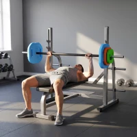 SPORTNOW 20 kg Adjustable Barbell Weights Set, Barbell Bar with Weight Plates, Non-slip Handle, Multicolour(m-9)