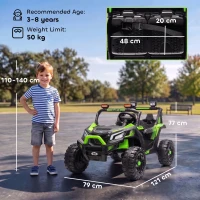 AIYAPLAY 24V 2 Seater Ride On Truck Car for Big Kids with Remote Control, Dual Motors, 4-Wheel Suspension for Ages 3-8, Green(m-3)