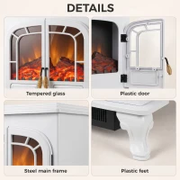 HOMCOM Freestanding Electric Fireplace Stove Heater with LED Fire Flame Effect White(m-7)