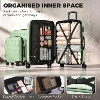 HOMCOM 3-Piece Suitcase Set, Hard Shell Carry On & Checked Luggage Set with TSA Lock, 20/24/28 Inch, Green(m-6)