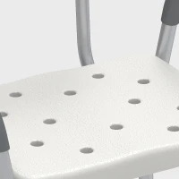 HOMCOM Tabouret de Douche Réglable en Hauteur à 5 Niveaux, Chaise de Douche, Accoudoirs Rembourrés et Coussin Amovible, Gris(m-12)