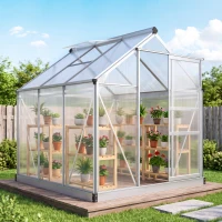 Outsunny 6 x 6ft Polycarbonate Greenhouse - Clear(m-2)