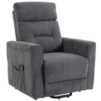 HOMCOM Poltrona Relax com Apoio Elétrico para Levantar Massagem Aquecimento Poltrona Chenille com Molas Cinza Escuro(m-1)