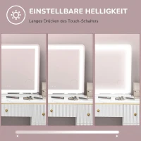 HOMCOM Schminkspiegel mit LED Beleuchtung 80x60 cm Kosmetikspiegel mit 3 Lichtfarben, USB-Ladefunktion, 10X Vergrößerung(m-6)