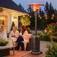 Outsunny Chauffage Extérieur Terrasse Portable 13 kW, Niveaux de Chauffe Réglables, Anti-Basculement, 82x82x223cm, Marron Foncé(m-11)