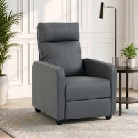 HOMCOM Fauteuil relax avec fonction Push-Back et repose-pieds Fauteuil TV en cuir PU Gris(m-4)