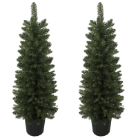 HOMCOM Juego de 2 Árboles de Navidad 120 cm con 170 Ramas Base Tipo Maceta de Vivero Montaje Rápido para Salón Interior Verde