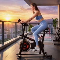 SPORTNOW Heimtrainer für Zuhause mit Bluetooth-App 6 kg Schwungrad LCD-Display verstellbarer Sitz und Lenker Handyhalter(m-5)