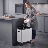 HOMCOM Papelera Automática con Sensor 54L 3 Compartimentos Acero Inoxidable Plata(m-2)