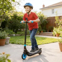 HOMCOM Folding Electric Scooter with Brake, for Ages 6+ Years, 8km/h Maximum Speed, Blue(m-10)