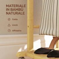 HOMCOM Appendiabiti da Terra con Ruote, Barre, Mensola, in Bambù, Design Nordico, 47x33.7x105.5 cm, Color Legno(m-6)