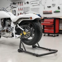 HOMCOM Cavalet Elevant Universal Suport Roată Spate Moto din Oțel Robust Capacitate 544 kg cu Furci U și L Reglabile(m-6)