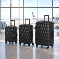 HOMCOM 3-Piece Suitcase Set, Hard Shell Carry On & Checked Luggage Set with TSA Lock, 20/24/28 Inch, Black(m-2)
