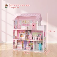 AIYAPLAY Dolls House, 6 Rooms Modern Dollhouse with LED Lights, 8 Furniture Pieces, 3-Level Playhouse Gift for Kids 3-6 Years(m-3)