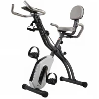 SPORTNOW 4-In-1 Folding Exercise Bike with Resistance Bands, Bluetooth App, 8-Level Magnetic Resistance, LCD Display, Grey(m-1)