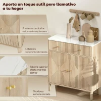 HOMCOM Aparador de 2 Puertas y 2 Cajones Aparador de Salón Moderno Estante Ajustable Encimera Efecto Mármol 77x30x80 cm Roble(m-4)
