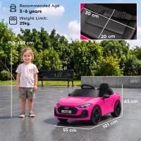 AIYAPLAY Elektrische kinderauto Audi A5L 12V met 2,4G-afstandsbediening, 2 motoren, lithiumaccu, softstart, vierwielvering(m-3)
