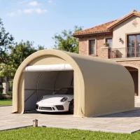 Outsunny Tente de garage résistant à l'eau protection UV UPF 30 + parois latéraux amovibles 5 x 3 m beige(m-9)