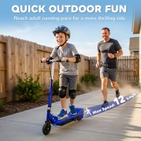 HOMCOM Folding Electric Kids Scooter Ride on Age 7-14, Blue/Black(m-6)