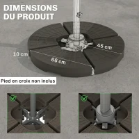 Outsunny Lot de 4 pieds de parasol poids de lestage pour parasols déportés - A remplir d'eau et de Sable jusqu'à 100 kg - dim. totales 100L x 100l x 10H cm HDPE café(m-3)