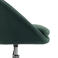 HOMCOM Velvet Desk Chair, Modern Office Chair with Height-Adjustable, Wheels, for Home Study Bedroom, Dark Green(m-10)