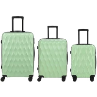 HOMCOM 3-Piece Suitcase Set, Hard Shell Carry On & Checked Luggage Set with TSA Lock, 20/24/28 Inch, Green(m-15)