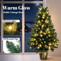 HOMCOM Realistic Xmas Tree, 4ft Prelit Artificial Christmas Tree with 80 Lights, Green(m-5)