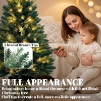 HOMCOM Realistic Xmas Tree, 4ft Prelit Artificial Christmas Tree with 80 Lights, Green(m-6)