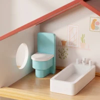 AIYAPLAY Kids Wooden Dolls House, 3-Story Dollhouse with 5 Rooms and 11 Accessories, Pretend Play Gift for Ages 3+, White(m-12)