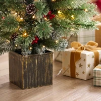 HOMCOM 4ft Pre-Lit Slim Artificial Christmas Tree Set of 2, with 100 Dual-Colour LED Lights, 140 Frosted Branch Tips(m-10)