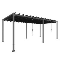 Outsunny Pergola Tonnelle de Jardin avec Toit à Lames Orientables 0-90° Grande Capacité 11 Personnes UV50+ 572x298x220cm Gris(m-1)