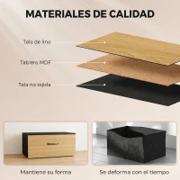 HOMCOM Cajonera de Tela con 5 Cajones y Marco Metálico Estilo Industrial para Salón Recibidor 98x29x63 cm Roble(m-6)