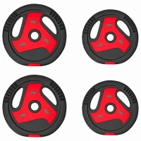 SPORTNOW 4er-Set Hantelgewichte mit 2 x 5/2,5 kg Gewichte, Hantelscheiben Set mit Griffen Gewichtsscheiben, Schwarz+Rot(m-1)