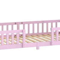 AIYAPLAY Wooden Kids House Single Bed Frame, Solid Pine Wood Toddler Bed with Dual Guardrails for Children, Boys, Girls, Pink(m-13)