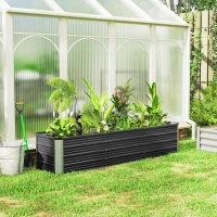 Outsunny Jardinière surélevée en acier avec gants, carré potager de jardin pour fleurs, herbes, légumes, 183 x 47 x 40 cm, gris(m-10)
